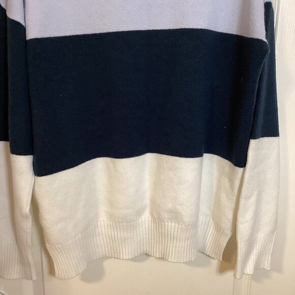 French Connection Women's Sweater Size M Blue Colorblock Striped Long Sleeve - Picture 5 of 8